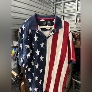 American flag mens polo